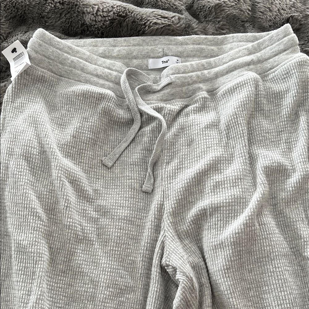 Gray Ribbed Jogger Pants